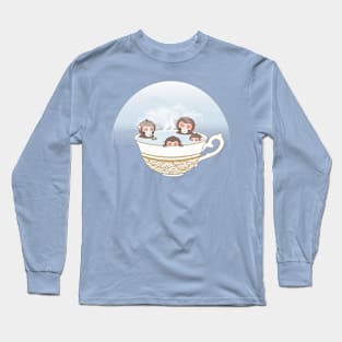 Japanese Monkeys Bathing in Tea Hot Spring Long Sleeve T-Shirt